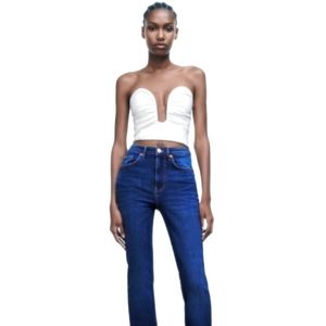 NWT Zara White Heart Neck Croptop